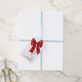Elegant Rosa Coquette Bow Baby Shower Tackkort Presentetikett