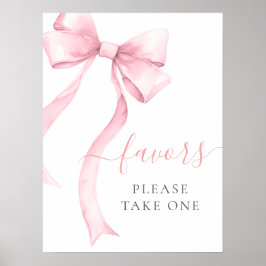 Elegant Rosa Coquette Bow Girl Baby Favors Poster
