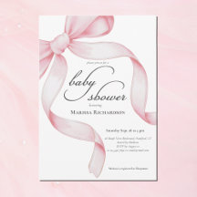 Elegant Rosa Coquette Bow Girl Baby Shower