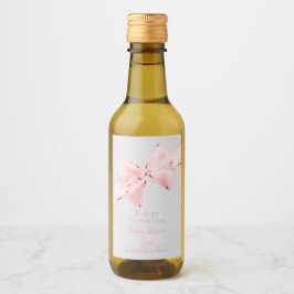 Elegant Rosa Coquette Bow Girl Baby Shower Mini Vinetikett