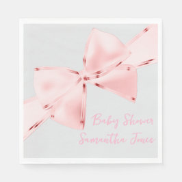 Elegant Rosa Coquette Bow Girl Baby Shower Pappersservett