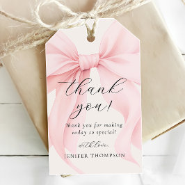 Elegant Rosa Coquette Bow Girl Baby Shower Presentetikett