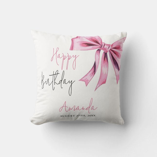 Elegant Rosa Coquette Bow Sweet 16 Birthday Kudde (Framsida)