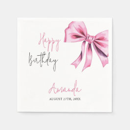 Elegant Rosa Coquette Bow Sweet 16 Birthday Pappersservett