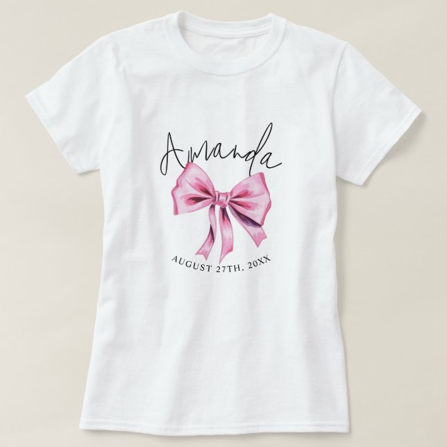 Elegant Rosa Coquette Bow Sweet 16 Birthday T Shirt (Design framsida)