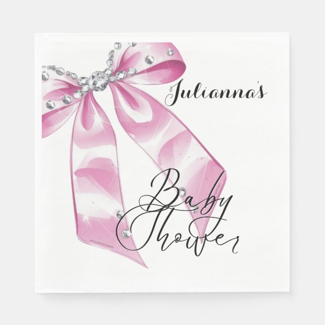 Elegant Rosa Coquette Girl Baby Shower Pappersservett (Framsidan)