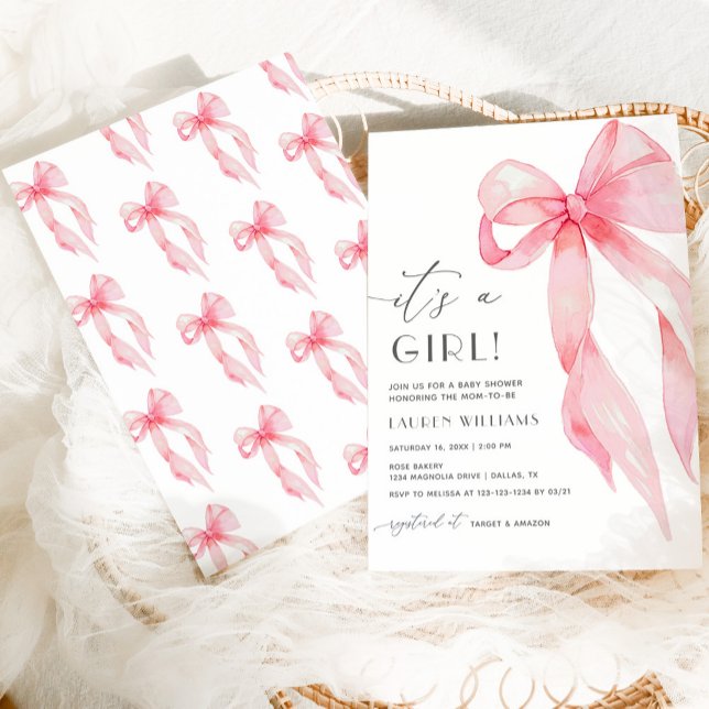 Elegant Rosa Coquette har en liten babystötare Inbjudningar (Skapare uppladdad)