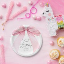 Elegant Rosa Coquette Slöja Första Födelsedagen Tj