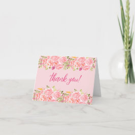 Elegant Rosa Coral Blommigt Bröllop Tack Kort