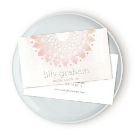 Elegant Rosa Coral Blommigt Lotus White Marble Visitkort