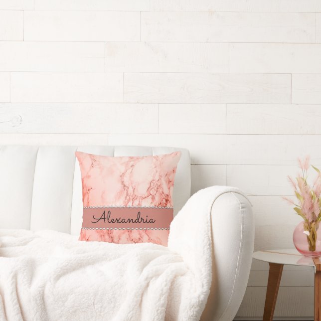 Elegant Rosa Coral Marble Dekorativ kudde (Soffa)