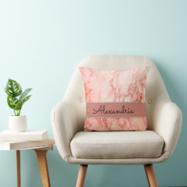 Elegant Rosa Coral Marble Personlig Kudde