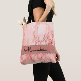 Elegant Rosa Coral Marble Personlig Tygkasse