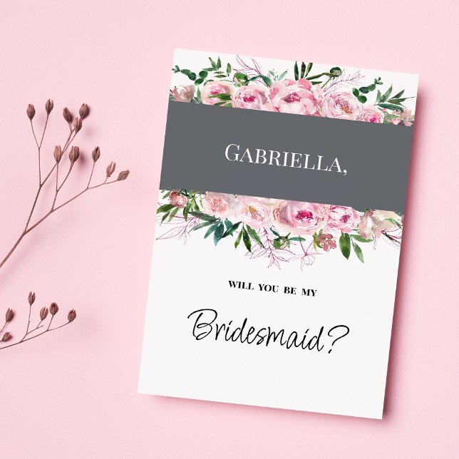 Elegant rosa coral peony blommigt sommar Bridesmai Inbjudningar (Elegant pink coral peony floral summer Bridesmaid )