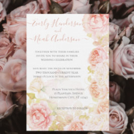 Elegant Rosa Coral Secret Ro Garden Wedding Inbjudningar