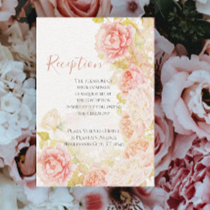 Elegant Rosa Coral Secret Ro Garden Wedding Inv. Inbjudningar