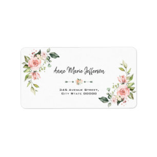 Elegant Rosa Cream Blommigt Bröllop Adressetikett