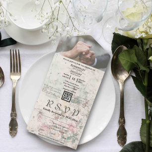 Elegant Rosa Cream Watercolor Blommigt QR-kodfoto