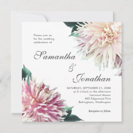 Elegant  Rosa Dahlia Blommigt Bröllop Inbjudningar