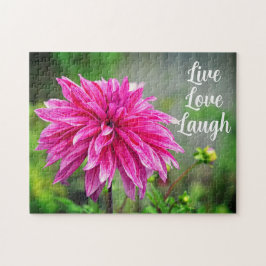 Elegant Rosa Dahlia Garden Flower Motivational Pussel