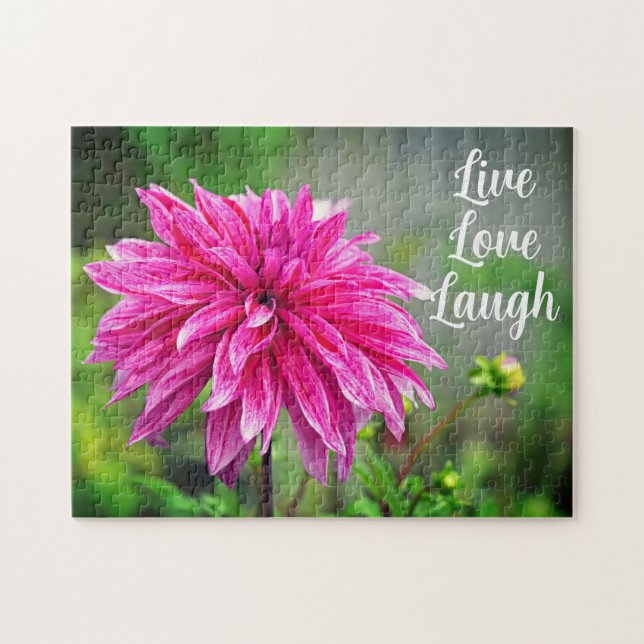 Elegant Rosa Dahlia Garden Flower Motivational Pussel (Horisontell)