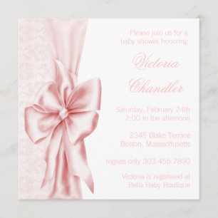 Elegant rosa damask-babygosfester inbjudningar