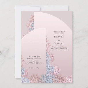 Elegant rosa dammig blå hyacinths bröllop inbjudningar