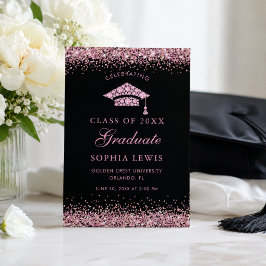 Elegant Rosa Diamanter Glitter Examen Foto Meddelande