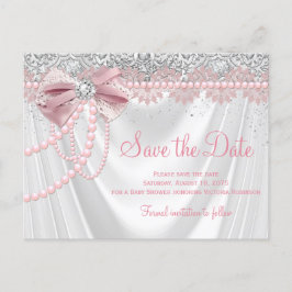 Elegant Rosa Diamantpärlor Bebis Shower Vykort