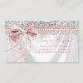 Elegant  Rosa Diamond Pearl Diaper Raffle Tilläggskort