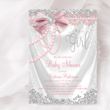 Elegant  Rosa Diamond Pearl Girly Baby Shower