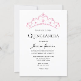 Elegant Rosa Diamond Tiara Quinceanera Inbjudan