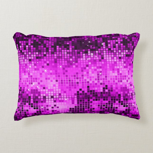 Elegant Rosa Disco Boll Glitter & Sparkles Prydnadskudde (Framsidan)