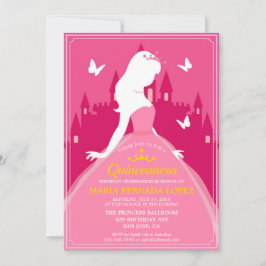 Elegant Rosa Dress Quinceañera Birthday Inbjudningar