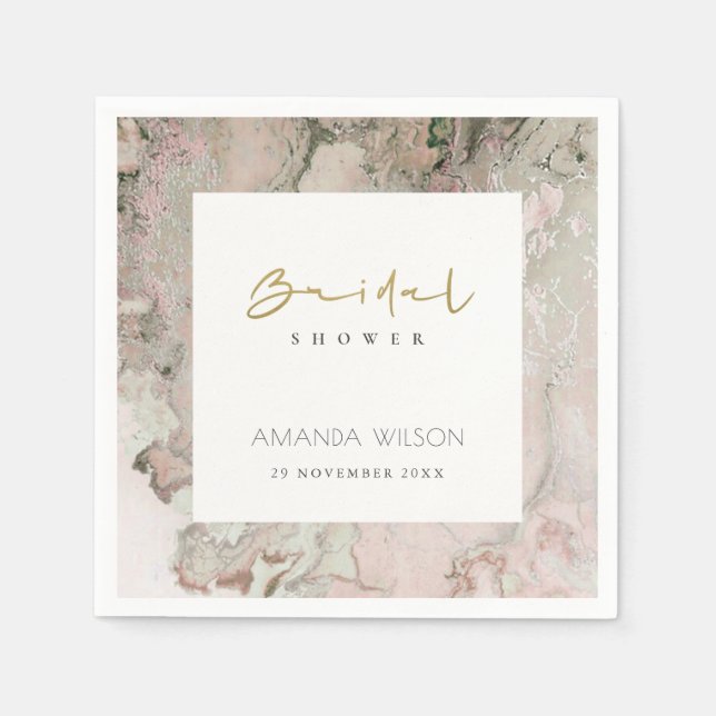 ELEGANT ROSA DUSKY RO GULD AGATE MÖHIPPA PAPPERSSERVETT (Framsidan)