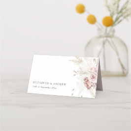 Elegant Rosa Dusty Ro Blommigt Bröllop Placeringskort