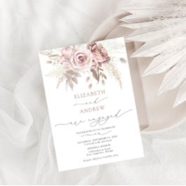 Elegant Rosa Dusty Ro Blommigt Förlovning Inbjudningar