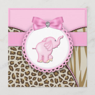 Elegant Rosa Elefant Baby Girl Shower Inbjudningar