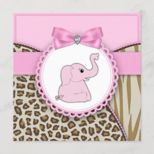Elegant Rosa Elefant Baby Shower Inbjudningar
