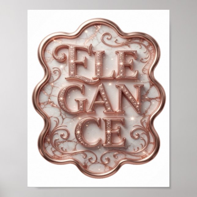 Elegant Rosa ELEGANS Bärbar Konst Poster (Framsidan)