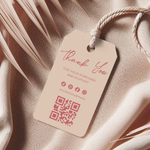 Elegant Rosa & Elfenbensvitt Tack Label Hang Tag Presentetikett