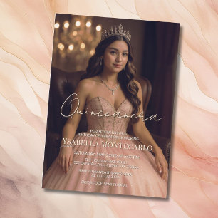 Elegant Rosa eller Roséguld Quinceañera-inbjudan Inbjudningar