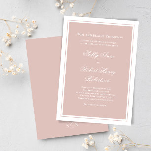 Elegant Rosa Enkel Script Bröllop Inbjudningar
