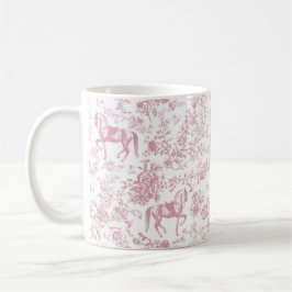 Elegant Rosa Equestrian Blommigt Toile Namn Kaffemugg