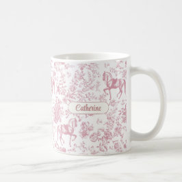 Elegant Rosa Equestrian Blommönster Toile Namn Kaffemugg