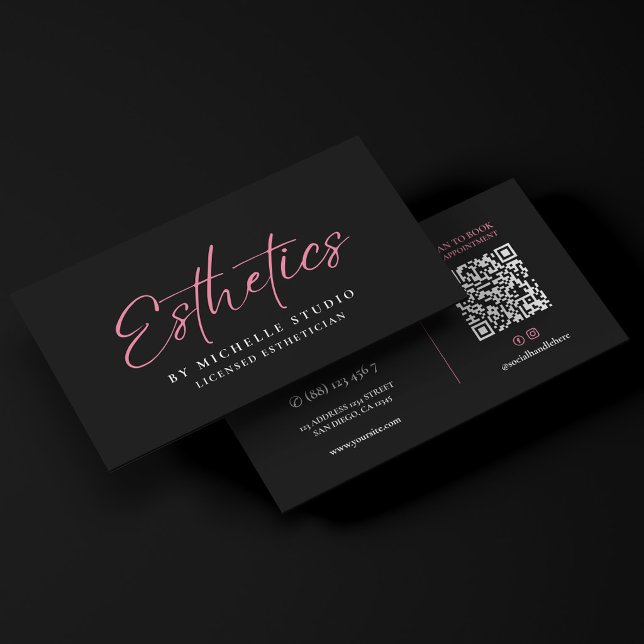 Elegant Rosa Estetik Estetiker Monogram Visitkort (Elegant Pink Esthetics Esthetician Monogram Business Card
)