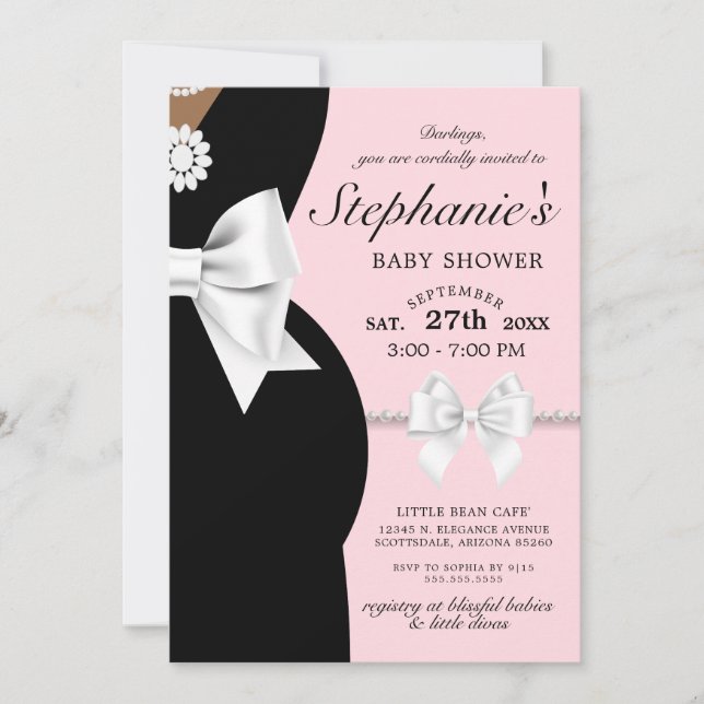 Elegant Rosa Ethnic Tiffany Theme Baby Shower Inbjudningar (Framsida)