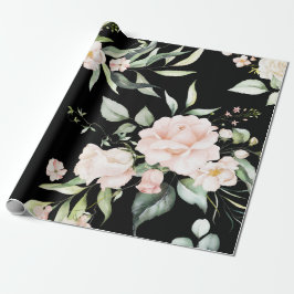Elegant Rosa Eucalyptus Greenery Black Presentpapper