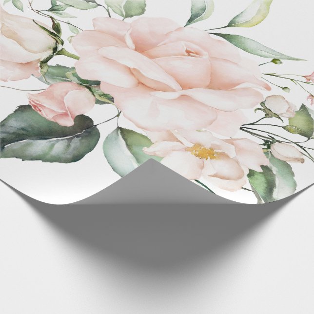 Elegant rosa  Eucalyptus Greenery Bröllop Presentpapper (Hörn)