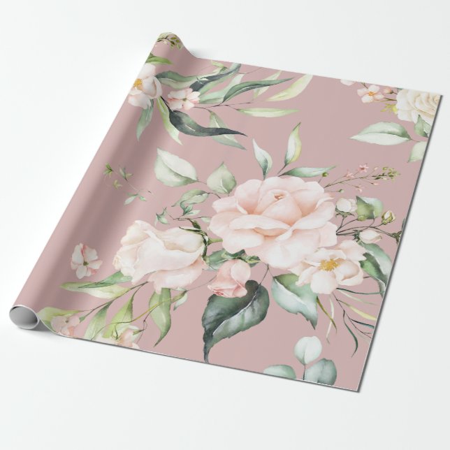 Elegant  Rosa Eucalyptus Greenery Mauve Presentpapper (Utrullad)